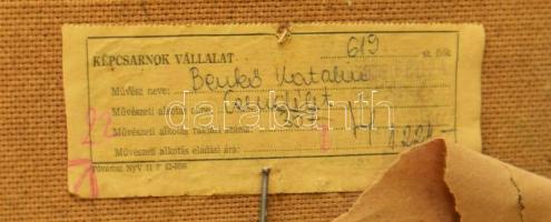 Benkő Katalin (1934-): Csendélet, 1960-as évek. Olaj, farost, jelezve jobbra lent. Hátoldalán Képcsa...