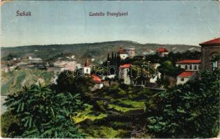 Susak, Sansego (Mali Losinj); Castello Frangipani / Frangepán kastély. Jos. Drotleff / castle (kopott sarkak / worn corners)