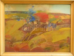 Szekeres Emil (1934-2019): Présházak. Olaj, farost, jelezve jobbra lent. Hátoldalán Képcsarnok Vállalat címkéjével. Üvegezett fakeretben, 60×80 cm