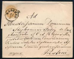 1865 15kr levélen / on cover "KASCHAU" - Pest