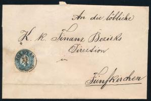 1865 10kr levélen / on cover "FÖLDVÁR" - Fünfkirchen