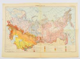 1954 A világ talajtérképe + a Szovjetunió talajtérképe, 2 db orosz nyelvű térkép, 32,5x46 cm és 32,5x48,5 cm