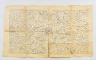 cca 1900-1910 Szeged és környékének katonai térképe, 1 : 75.000, K. u. k. Militärgeographisches Institut, sérülésekkel, lapszéli ázásnyomokkal, 46,5x59,5 cm