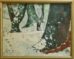 Batári László (1920-1997): Zsennyei park, 1979. Olaj, vászon, jelzett. Hátoldalán Képcsarnok Vállalat címkéjével. Üvegezett, kissé sérült fakeretben, 60×80 cm