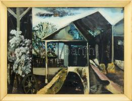 Darabont Tamás (1930-): Csűr, 1973 körül. Olaj, farost, jelzett. Hátoldalán Képcsarnok Vállalat címk...