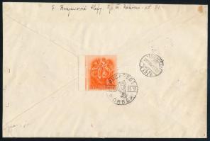 1938 ORBÉK blokk ajánlott levélen / Mi block 2 on registered cover