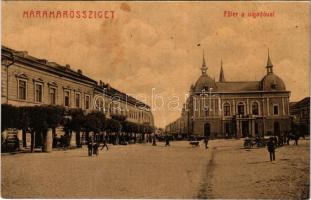 Máramarossziget, Sighetu Marmatiei; Fő tér a vigadóval, piac, Dreher sörcsarnok. No. 256. (W.L. ?) / main square, restaurant, market, beer hall (fl)
