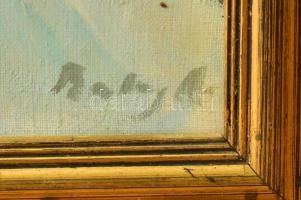 Balogh András (1919-1972): Hó. Olaj, vászon, jelzett. Hátoldalán Képcsarnok Vállalat címkéjével. Dek...