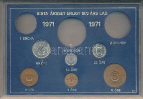 Svédország 1971. 1ö-50ö (6xklf) HIÁNYOS forgalmi sor eredeti tokban T:UNC,AU Sweden 1971. 1 Öre - 50 Öre (6xdiff) INCOMPLETE coin set in original case C:UNC,AU