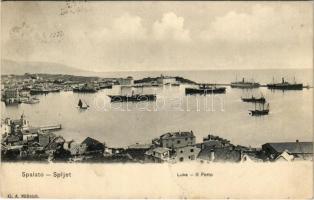 1909 Split, Spljet, Spalato; Luka. G. A. Milisich / il porto / kikötő, gőzhajók / port, steamships (EK)
