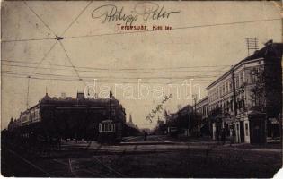 Temesvár, Timisoara; Küttl tér, villamos. W.L. 141. / square, tram (EM)