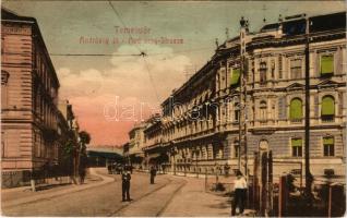 1912 Temesvár, Timisoara; Andrássy út / street view (EK)