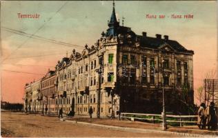 Temesvár, Timisoara; Kunz sor / Kunz Reihe / street view (kis szakadás / small tear)