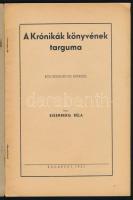 Eisenberg Béla: A Krónikák könyvének targuma. Bölcsészdoktori értekezés. Bp., 1937, Gewürcz. Kiadói ...