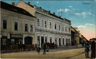 Vinkovce, Vinkovci; Svratiste Lehrner, Hrvatska Eskomptna Banka, Kavana i Restauracija / Lehrner szálloda, Victor C. Franz, Johann Terkulia, Julius Stock üzlete, bank / hotel, inn, shops (kopott sarkak / worn corners)