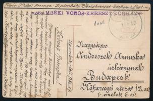 1915 Tábori posta képeslap / Field postcard "ZSÁMBÉKI VÖRÖS-KERESZT KÓRHÁZ"