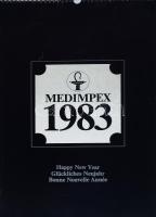 1983 Medimpex falinaptár, nemesi címerek ábrázolásaival illusztrálva, angol, német és francia nyelvű szöveggel, egy kijáró lappal, 47x32 cm