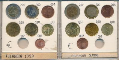 Finnország 1999-2000. 1c-2E (14x) hiányos forgalmi összeállítások T:AU,XF patina Finland 1999-2000. 1 Cent - 2 Euro (14x) incomplete coin sets C:AU,XF patina