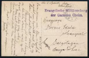 1917 Tábori posta képeslap / Field postcard "Evangelische Militärseelsorg der Garnison Cholm"
