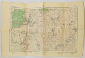 cca 1936 Baja és környékének térképe, 1 : 75.000, M. Kir. Állami Térképészet, 47x63 cm