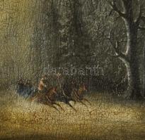 Jelzés nélkül, XIX. sz. második fele: Téli táj lovasszánnal. Olaj, vászon, jelzett. Kissé sérült. De...