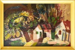 Cs. Nagy András (1927-2009): Táj, 1975 körül. Olaj, farost, jelzett. Hátoldalán Képcsarnok Vállalat címkéjével. Fakeretben. 61×92 cm.