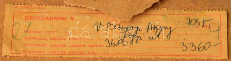 V. Bazsonyi Arany (1928-2011): Hegyi út. Olaj, farost, jelzett. Hátoldalán autográf felirattal és Ké...