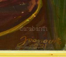 Joanovits István (1912-1995): Gerberák, 1981. Olaj, farost, jelzett. Hátoldalán Képcsarnok Vállalat ...