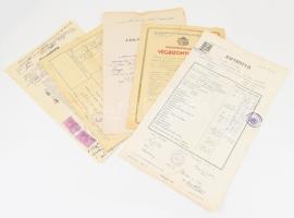 1878-1942, 5 darab változatos régi erdélyi papírrégiség, közte iskolai értesítő, bizonyítvány, halotti jelentés, stb.