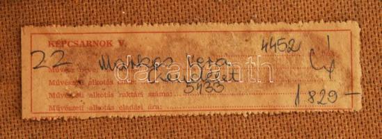 Markos Vera (1907-1986): Csendélet. Olaj, farost. Jelzett. Hátoldalán Képcsarnok Vállalat címkéjével...