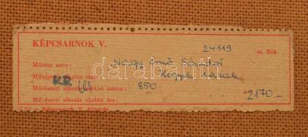 Nagy Ernő Sándor (1926-2013): Hegyek, házak, 1970-es évek vége. Olaj, farost. Jelzett. Hátoldalán au...