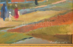 Kontraszty László (1906-1994): Téli nap, 1960-as évek eleje. Olaj, farost. Jelzett. Hátoldalán Képcs...