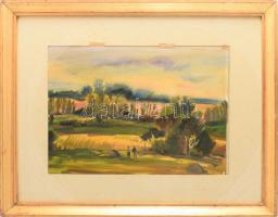 Bóka Dezső (1935-): Somogyi táj, 1970-es évek vége. Akvarell, papír, jelezve jobbra lent (paszpart á...