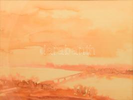 Plesnivy Károly (1930-1984): Felhők, 1972. Akvarell, papír, jelzett. Hátoldalán Képcsarnok Vállalat címkéjével. Üvegezett, kissé sérült fakeretben, 33x45 cm.