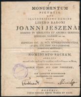 ca 1840 Monumentum pietatis... Báró Jeszenák János politikus, kormánybiztos, főispán, szabadságharcos vérttanú méltató beszéde. 4p.