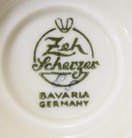 6 darab porcelán reggeliző szett: csésze alátéttel és desszertes tányér. Jelzett, minimális kopással...