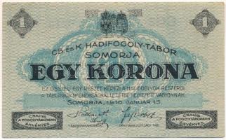 1916. Somorja / Hadifogolytábor 1916. január 15. 1K két nagybetű és egy szám sorozatjellel és arab sorszámmal "GG2 0215" T:AU, sarokhajlás Hungary / Somorja (Šamorín) / POW Camp January 15th 1916. 1 Korona with double capital letters and one number series and arabic serial number "GG2 0215" C:AU, folded corner Adamo HHS-1.4.1