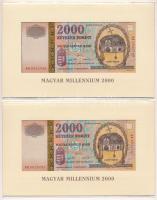 2000. 2000Ft "Millenium" (2x) sorszámkövetők "MM 0025786 - MM 0025787" eredeti díszcsomagolásban T:UNC Adamo F56A