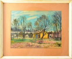 Bóka Dezső (1935-): Hideg nap, 1969. Akvarell, papír, jelzett. Hátoldalán Képcsarnok Vállalat címkéj...