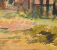 Bóka Dezső (1935-): Hideg nap, 1969. Akvarell, papír, jelzett. Hátoldalán Képcsarnok Vállalat címkéj...