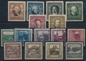 1922 Zeneszerzők Mi 418-420, 422-424 (Mi 421 hiányzik / missing) + 1923 Városok Mi 433-441 (Mi 441 rozsdapötty / stain spot) (**Mi EUR 275.-)