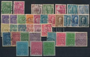Ausztria 1914-1917 35 db bélyeg, benne teljes sorok Özvegyek és árvák segélye, Ferenc József, Címer, Korona stecklapon