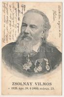 1828-1900 Zsolnay Vilmos keramikusművész, nagyiparos gyászlapja / Hungarian industrialist and entrepreneur. obituary card (fa)