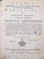 ca 1840 Carmen serenissimo ... principi Carolo Ambrosio méltató beszéde. Pest, Trattner 12 p.