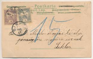 1902 Üdvözlet Pécsről! Dombornyomott szecessziós virágos üdvözlőlap, kis borítékkal, benne levéllel ...