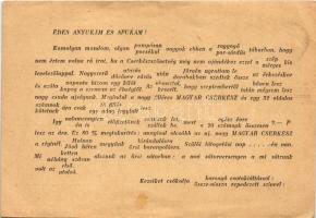 Cserkész művészlap, hátoldalán előrenyomtatott levéllel. Fráter és Társa / Hungarian boy scout art p...