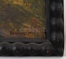 cca 20. sz. eleje, Nagyméretű fa képkeret, esztergált fa, kopásokkal, 97x86 cm, belső méret 87x76 cm...