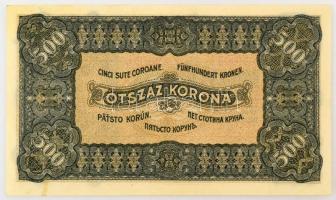 1923. 500K "5A 003 636054", "Magyar Pénzjegynyomda Rt. Budapest" nyomdahely jelö...