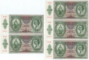 1936. 10P (5x) két részletben (3+2) sorszámkövetők "B 396 014107 - B 396 014112" között T:UNC,AU Adamo P9