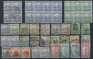 1916 Arató-Parlament 45 db bélyeg hármaslyukasztással, összefüggésekkel, a bélyegek hátoldali fotójának másolatával